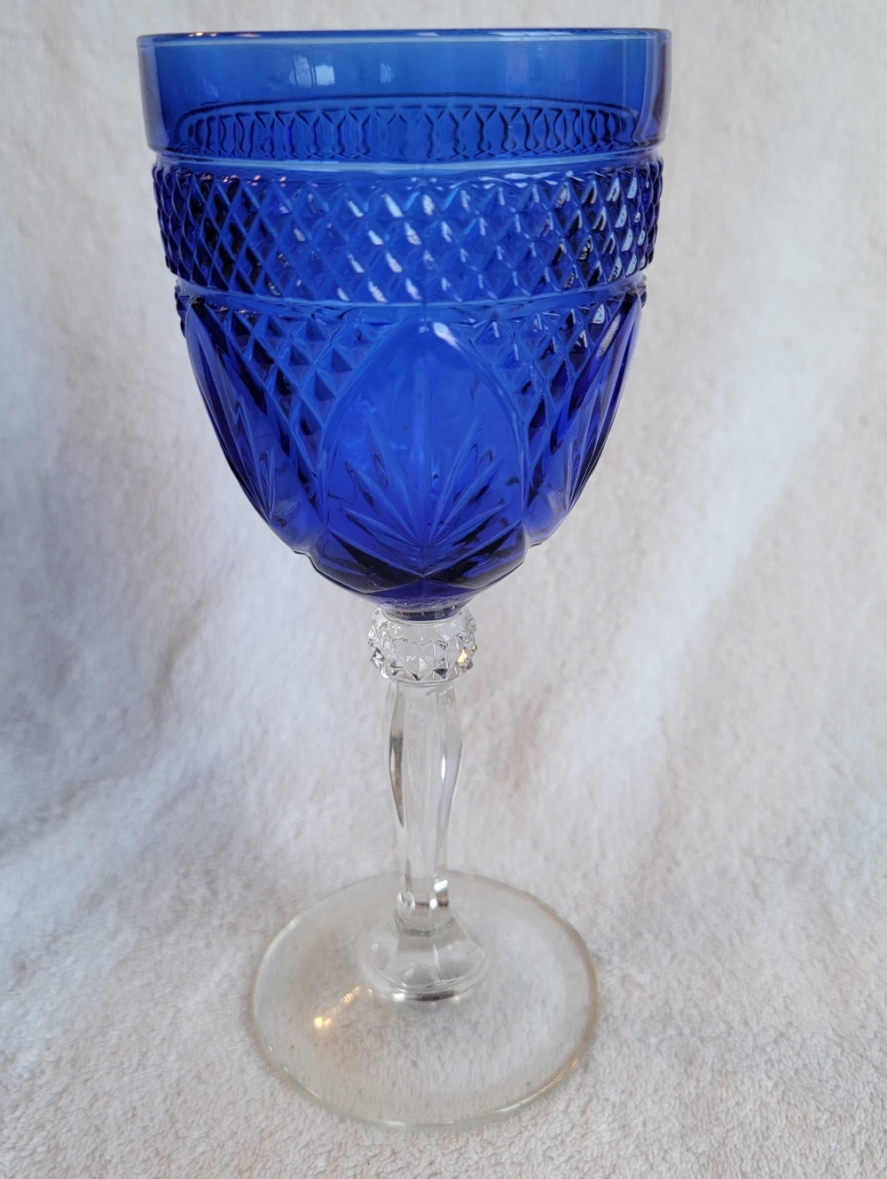 Set of 4 Cristal d’Arques Durand Sapphire Blue vintage Cobalt Cut Crystal Goblet - Picture 9 of 11